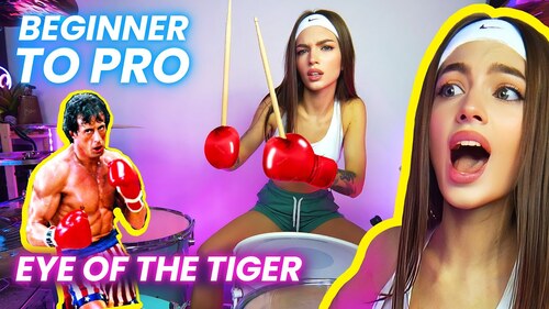 Eye of the Tiger on DRUMS at 4 Difficulty LEVELS - Survivor Drum Cover by Kristina Rybalchenko